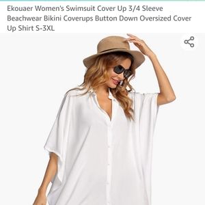Ekouaer Women's Swimsuit Cover Up 3/4 Sleeve Beach